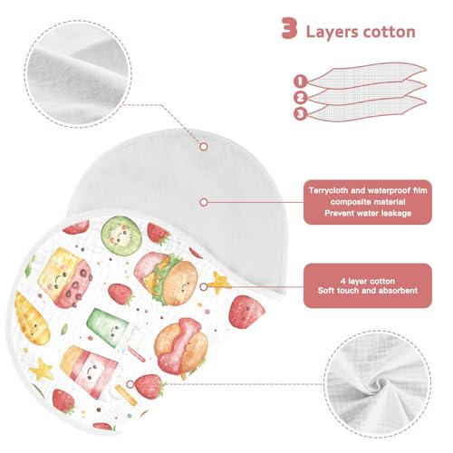 vvfelixl Muslin Burp Cloths Watercolor Illustration Food Baby Washcloths for Baby Girl Boys 2 Pack3