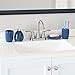 4 Piece Ceramic Bathroom Accessory Set with Soap Pump, Soap Dish, Toothbrush Holder & Tumbler, Navy