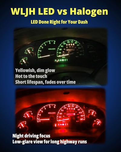 Image of WLJH 40 Pack Red T10 T5 LED Bulbs with Twist Sockets, 194 168 W5W 2721 74 | 4014 SMD, 300lm, Polarity-Free, Dimmable, for Dash Gauge Lights, Instrument Cluster, HVAC, Interior Dome Map, License Plate