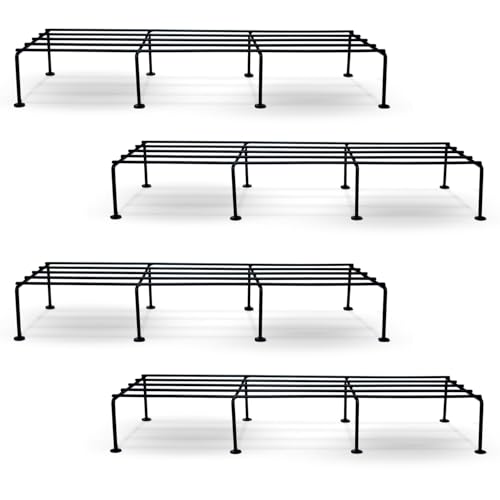 LOTSPEK Plant Stands (Set of 4) Plant Rack for Balcony Rust proof Flower Pot Rack for Living Room with 7 Layer Coating (Rectangle Black) Anti-Rust iron Planter Stand | Set of 4 | Rectangular | 120Kg Load Capacity | Galvanized Metal Planter/ Pot Rack