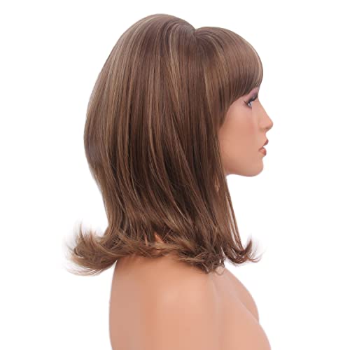 Medisifa Brown Highlight 60S Beehive Wigs For Women Pinup Pelucas 50S Synthetic Hair Wig For Women Ladies Daily Used Costume Cosplay Fancy Dress 1960S Retro Wigs #TOP2