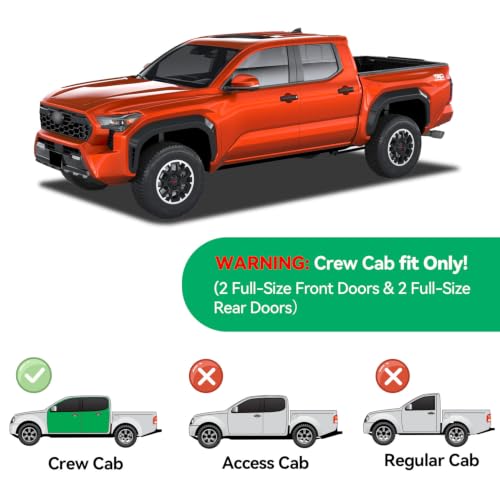 Image of Floor Mats & Floor Liners Custom for 2024-2026 Toyota Tacoma Double Cab (Not fit Hybrid), TPE Automotive All Weather Cover Protection Waterproof Black Front & Rear Row Full Set Car Mats, 3PCS