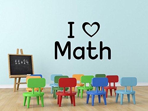 I Love Math Classroom Decorative Wall Decal Sticker 6.5" H X 12" W Black Or White, #TOP3