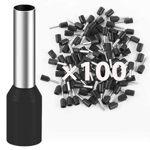 100 Pezzi Puntali 1,5mm² Lunghi 8mm Terminali per Fili Connettori a Crimpare Estremità per Fili Puntali