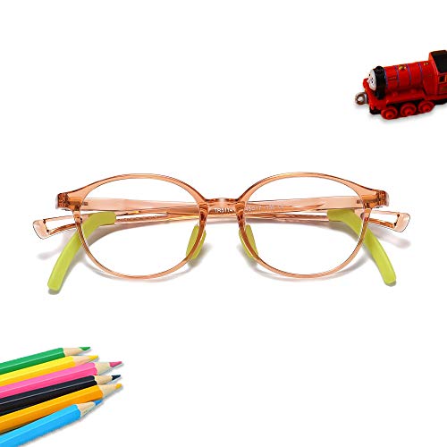 UBUJI Kids Blue Light Blocking Glasses, Computer Gaming TV Glasses for Kids Boys Girls Age 5-12, Fake Glasses Anti Blue-Light Protective Eyewear for Children - Brown