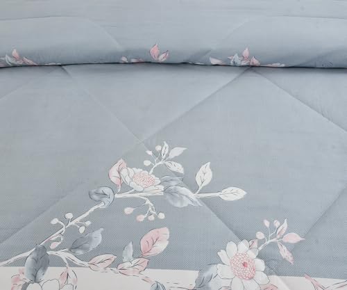 Image of VOMZER Super Soft Microfiber All-Season King Size AC Comforter (90x95 Inches) | Duvet for Double Bed with 1 Elastic Fitted Bedsheet (72x78 Inches) 2 Pillow Covers | 4 Piece Comforter Set Clovis Pink