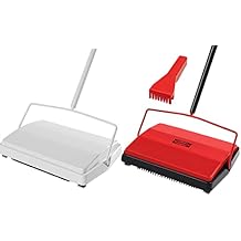JEHONN Carpet Floor Sweeper Manual with Horsehair, Rotor Brush Heavy Duty for Pet Hair Clean