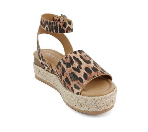 Image of Soda Topic Open Toe Buckle Ankle Strap Espadrilles Flatform Wedge Casual Sandal