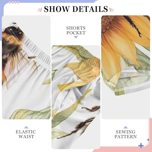 ZZXXB Bee and Sunflowers Boys Long Pants Soft Trousers Elastic Waist Kids Lounge Bottoms with Pockets S-XL4