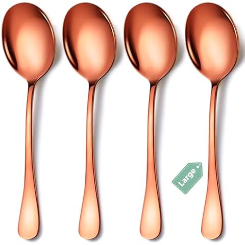 KEYOXY Rose Gold Large Serving Spoons Set Cover