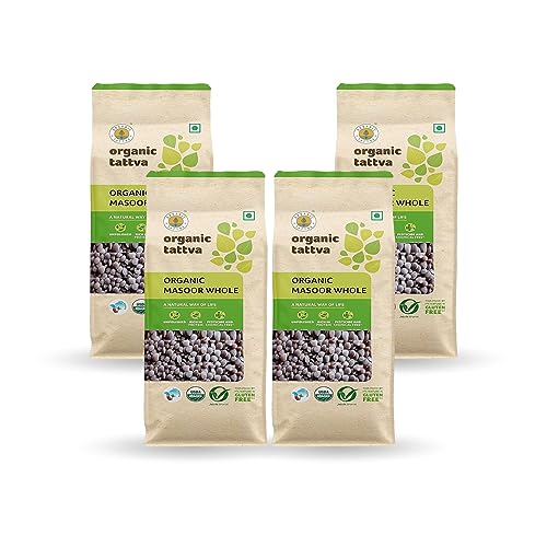 Image of ORGANIC TATTVA Organic Masoor Whole 500G | Sabut Masur Dal |Rich In Protein | Naturally Gluten Free | Unpolished Dal | Pesticide And Chemical Free | Pack Of 4, 2 Kg