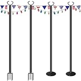 MARVOWARE 4Pcs String Light Poles for Outdoors Weather Resistant,Stainless Steel Tall,Christmas Deco