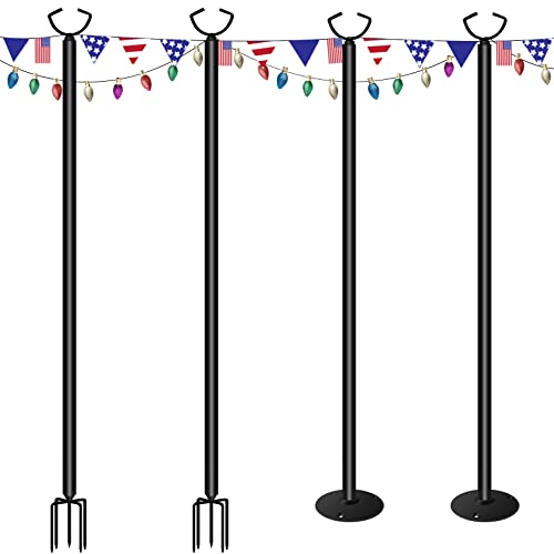 Marvoware 4Pcs String Light Poles For Outdoors Weather Resistant,Stainless Steel Tall,Christmas Decoration,Light Pole For House Garden Patio Wedding Cafe Party(No Light Bulb Included) #TOP22