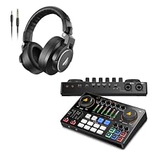 MAONO Audio Interface Mixer E2 Gen2 + Studio Monitor Mixing DJ Headphones MH700