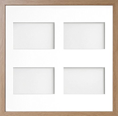 Frame Allington Range 40 x 40 cm Beech Picture Photo Frame with White 4-Aperture Mount for Image Size 6 x 4 Inches (Portrait)