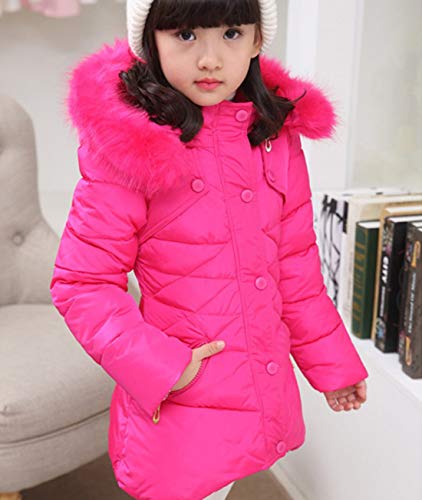 Srvnfbkt Girls Winter Coats Down Jacket Hooded Snowsuit Puffer Parka Overcoat Outerwear With Fur Hood (Rose, 7-8 Years) #TOP1