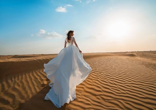 Yuxin Beach Long Sleeve Chiffon Lace Wedding Dresses For Bride 2025 Backless Lace Applique A Line Ball Gown White Bridal Dresses For Women Us 14 #TOP10