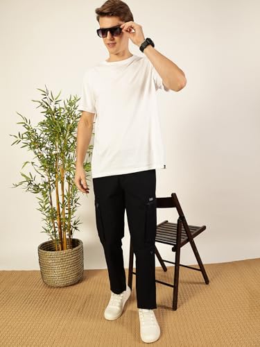 Image of Thomas Scott Men's | Solid | Light Weight | Breathable Fabric | 2 Zipper Pockets | Mid Rise | Regular Fit | Cotton Blend | Button Waist | Chino Trouser | Pants