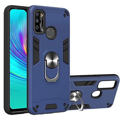 Infinix Hot 9 Play Case, Gift_Source Dual Layer Shockproof Protective Case Hybrid Hard PC and Soft TPU Silicone Cover Slim Shell with Metal Ring Kickstand for Infinix Hot 9 Play (6.82") 2020 [Navy]