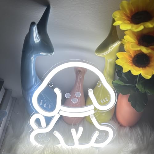 Image of Cute Dog Neon Sign, Teddy Neon Sign for Home Decor, Pet shop, Kids Room, Bedroom, Living Room, Bathroom, 8.63 x 8.07inches