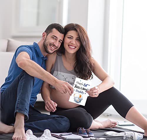 Bizibaff First Father's Day Card For Dad From Baby Daughter Son Happy 1St Father's Day Gift Card For New Dad First Time Dad Father To Be Daddy Husband Him Funny Fathers Day Greeting Card With Envelope #TOP3