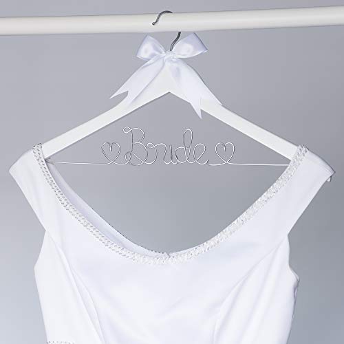 Ella Celebration Bride To Be Wedding Dress Hanger Wooden And Wire Bridal Hangers For Brides (White With Silver Wire) #TOP1
