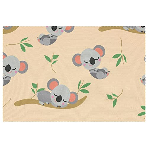 Set de table koala lavable et résistant à la chaleur en lot de 6