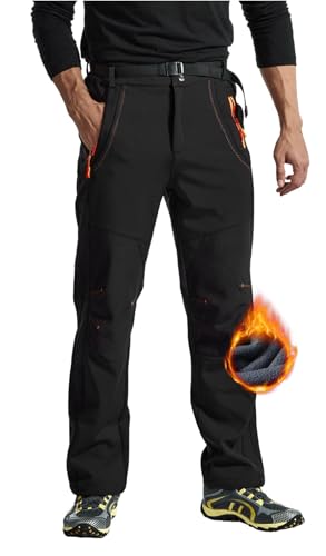 Rdruko Softshellhose Herren Winter Skihose Wasserdicht Winterhose Gefüttert Outdoor Thermohose...