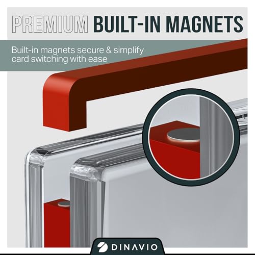 Image of PSA Graded Card Display Acrylic Case for Standard PSA and CGC Slabs - Slab Case - PSA Card Case - Graded Card Display Case - Updated Dimensions - Stand Included (Red Border)