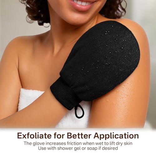 Image of Tanning Glove & Exfoliating Mitt Duo - 4-Piece Kit for Sunless Tanner Application - Washable, Streak-Free, Works with Mousse & Lotion