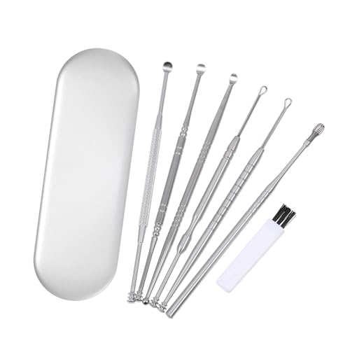 SAFIGLE 1 Set Stainless Steel Ear Spoon Reusable Adults Ear Cleaner with Earwax Cleaning Ear Cleaner Tool for Travel Kit Portable Ear Scoops Ear Wax Removal Tools Silver