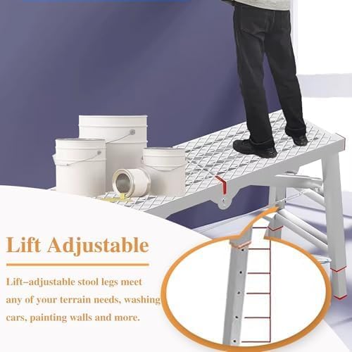Adjustable Foldable Step Platform Heavy Duty Workbench for Hedge Cutting Vehicle Washing Scaffolding and Home Improvement Portable & Sturdy Design