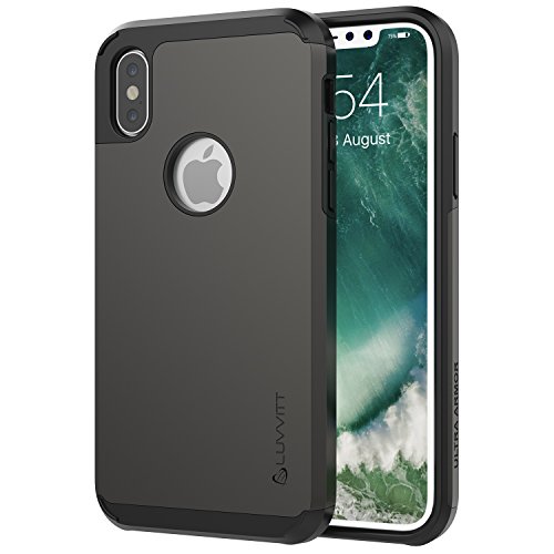 LUVVITT Ultra Armor Cover with Dual Layer Heavy Duty Protection and Air Bounce Technology Designed for iPhone X and XS with 5.8 inch Screen 2017-2018 - Gunmetal