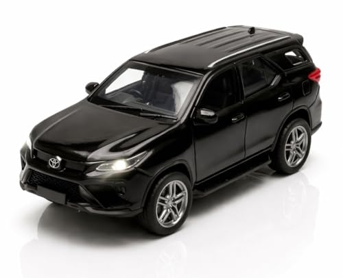 Image of 1:36 Scale Fortuner Toy Car - Toyota Die-Cast Mini Metal Pull Back SUV with Openable Doors, Lights & Music - Alloy Model Vehicle for Kids, Boys & Collectors【Black】