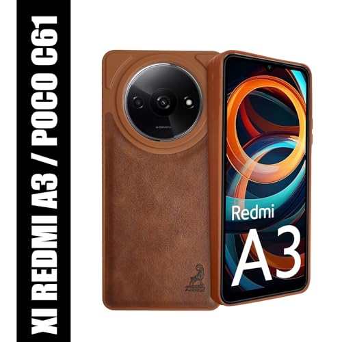Image of AIBEX Shield Back Cover Case Compatible with Poco C61 / Xiaomi Redmi A3 Back Cover | Flexible Vegan Leather | Full Camera Protection | Raised Edges | Super Soft-Touch | Bumper Case