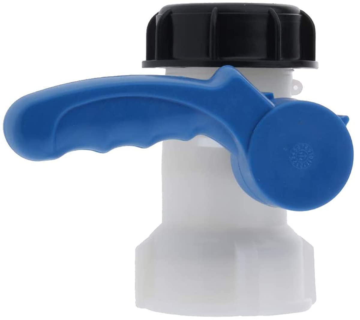 Yikko Adaptateur universel pour réservoir d'eau IBC, vanne à papillon en polyéthylène haute densité, noir + blanc + bleu, 75 mm DN50