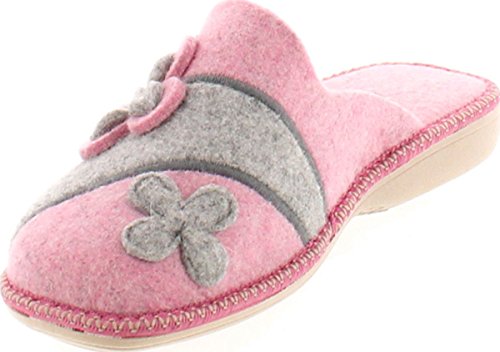 Womens 12217 Natural Wool Flower Cozy House Slippers Made in3