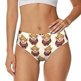 YSBKN Cozy Winter Piglet Pattern Womens Underwear Breathable Soft Ladies Bikini Panties Hipster Briefs Small