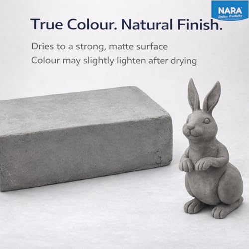 Image of NARA Hard & Strong Air Dry Clay 500g, Grey, Fast Drying Clay for Modelling, Coating, Sculpting & Craft Projects, No Oven or Kiln Needed