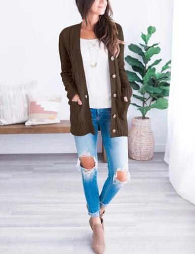 Image of MEROKEETY Womens Fall 2026 Long Sleeve Cable Knit Cardigan Sweaters