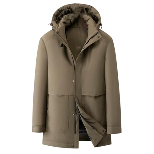 Manteau d'hiver mi-long homme chaud veste à capuche col montant