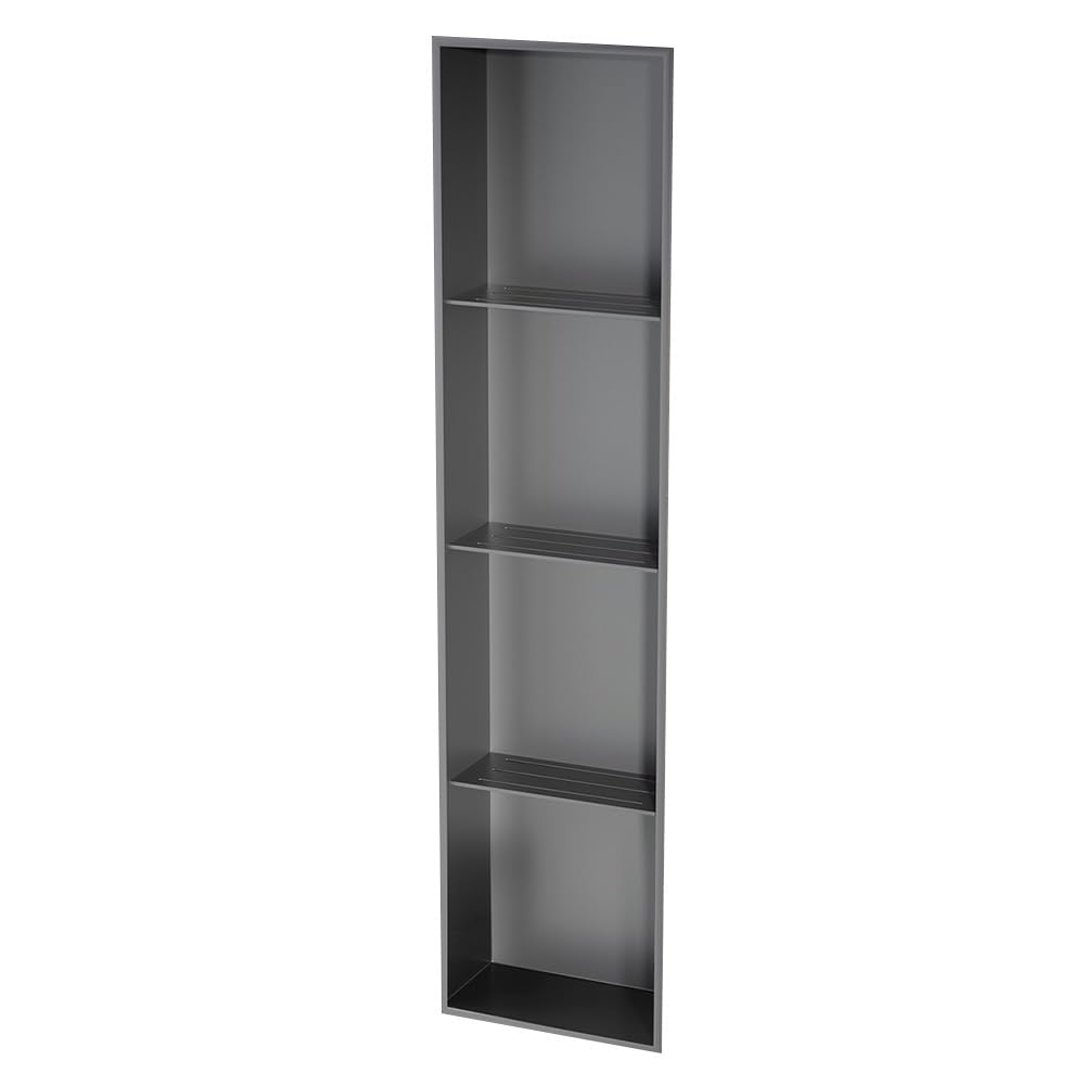 Niche de douche murale inox gris pour optimiser le rangement de salle de bain