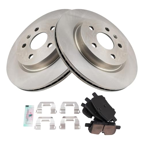 Image of TRQ Rear Brake Pad and Rotor Set Ceramic Compatible with 2020-2021 Cadillac CT5 2019-2020 CT6