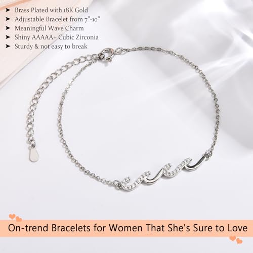 EPIRORA Cancer Care Gifts for Women, Silver Wave of Life Inspirational Bracelet, Get Well Soon Gifts for Women Daughter Best Friend Sister, After Surgery Self Care Sympathy Memorial Jewelry Present by EPIRORA - Used condition - Image 3