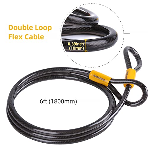 Biglufu Bike U Lock With Cable, Heavy Duty Bicycle U Locks, 16Mm Shackle And 10Mm X1.8M Cable With Mounting Bracket For Mountain Bike, Electric Bike, Folding Bike And Motorcycle #TOP3