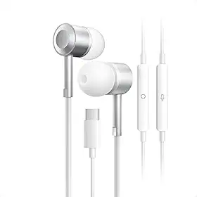 Fone de Ouvido com Fio Tipo C, Microfone Integrado, Estéreo, Chip DAC, compatível com iPhone 15, 16 e Android