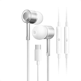 Fone de Ouvido com Fio Tipo C, Microfone Integrado, Estéreo, Chip DAC, compatível com iPhone 15, 16 e Android