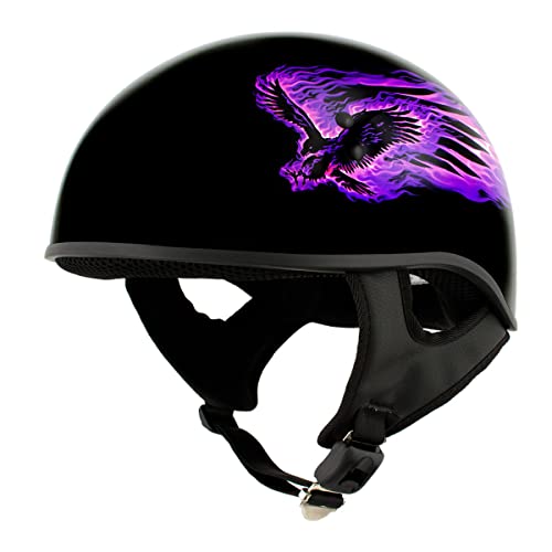 Hot Leathers Hld1007 'Black Out Eagle' Gloss Black Motorcycle Dot Skull Cap Half Helmet For Men And Women Biker - Large #TOP7