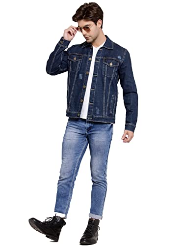 Image of Style Quotient Men Blue Washed Denim Jacket