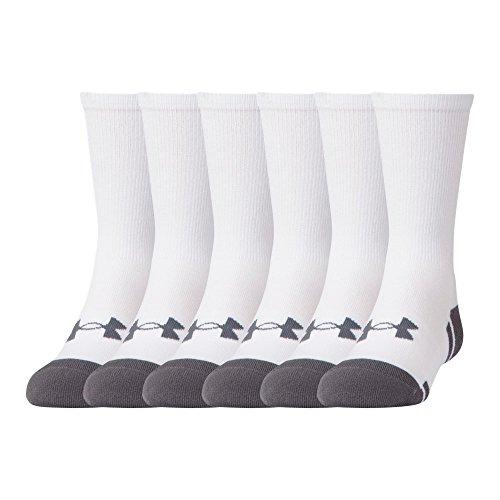 Under Armour Boys' UA Resistor III Crew Socks - 6-Pack YLG White